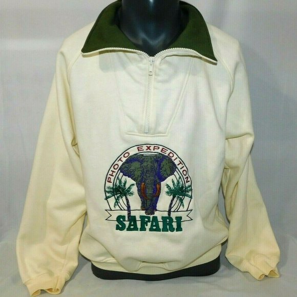 Harry Rosen Other - Vintage 90s Harry Rosen 1/4 Zip Pullover PHOTO EXPEDITION SAFARI Elephant